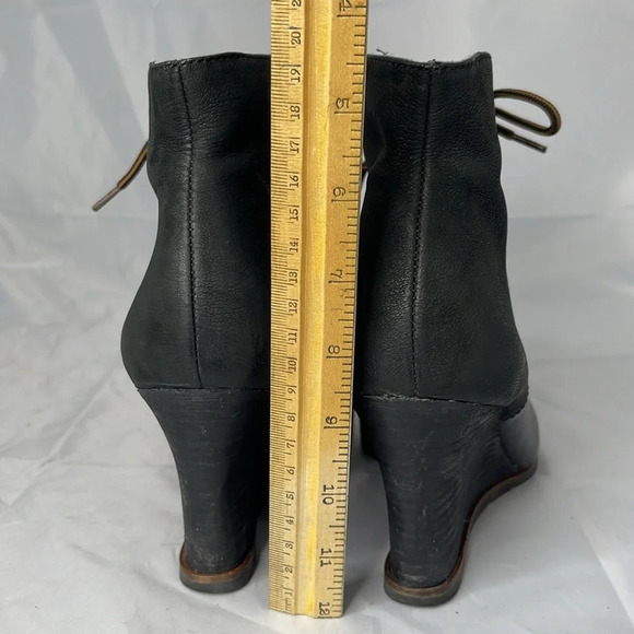 FRANCO SARTO Derby Black Wedge Lace Up Boots Pebble Grain Nubuck Leather Edgy 12 - Picture 11 of 13